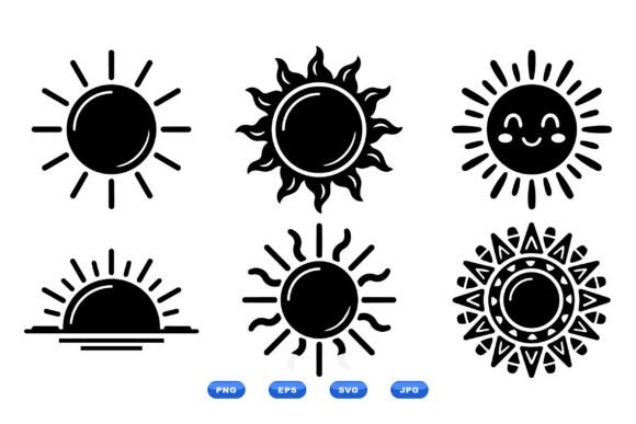 Boho Sun Clipart Collection: Fresh Graphics for Local Business Branding and Packaging