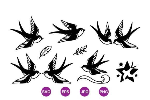 Classic Swallow Bird Clipart Set – Vintage-Inspired Graphics for Digital Sellers