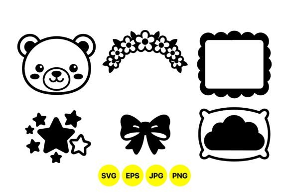 Cute Baby Shower Clipart Icons: Simple Graphics for Soft Branding