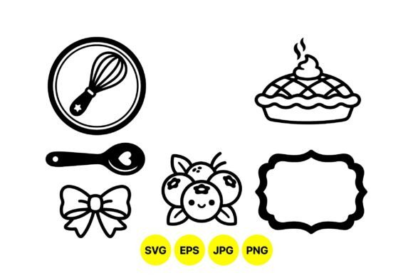 Cute Baking Kitchen Icon Set: Minimalist Graphics for Real Business Branding