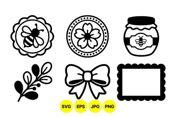 Cute Bee Badge Clipart Set: Sweet Graphics for Branding & Illustrations