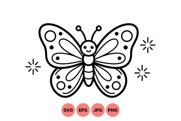 Cute Butterfly Line Art SVG: Playful Illustrations for Local Brand Graphics