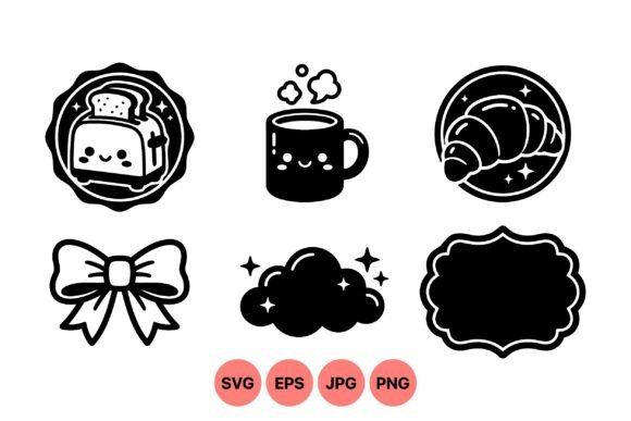 Cute Kawaii Breakfast Clipart: Graphics & Illustrations for Playful Digital Products