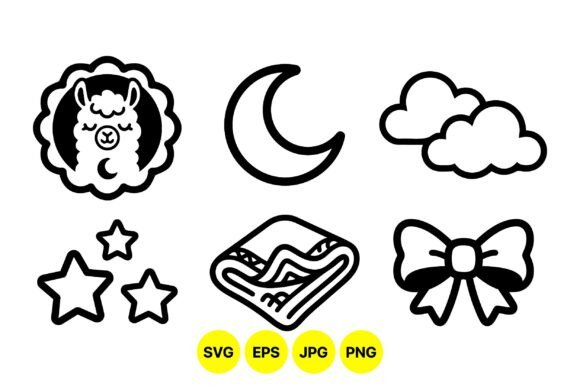 Cute Nighttime Llama Clipart Set: Playful Graphics for Lifestyle and Editorial Blogs
