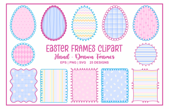 Easter Frames Clipart Bundle PNG SVG for Graphics & Illustrations Sellers