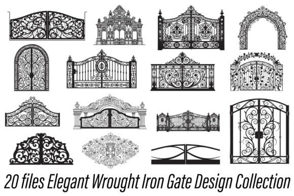 Elegant Wrought Iron Gate Design: Sophisticated Graphics for Premium Branding