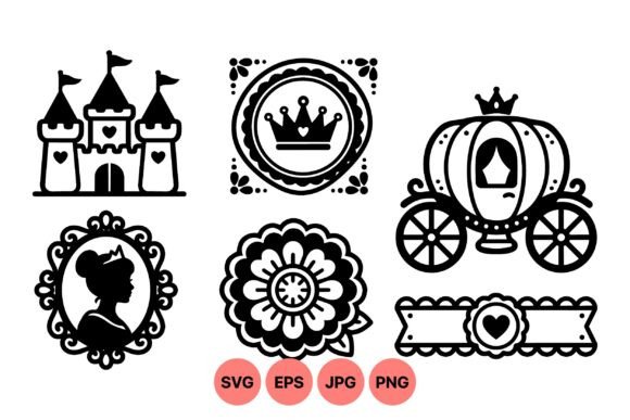 Fairy Tale Royal SVG Clipart: Elegant Graphics for Boutique Branding & Packaging
