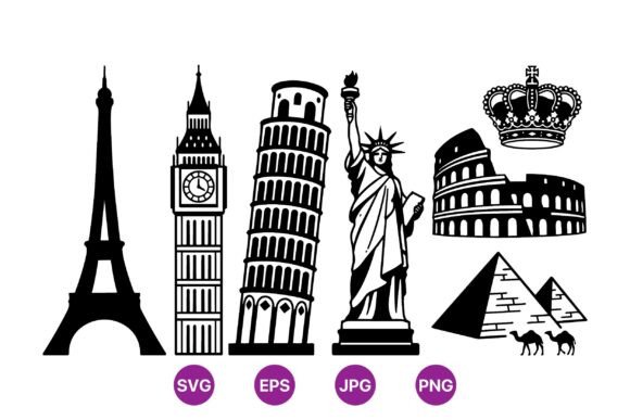Famous Landmarks Silhouette Clipart: Graphics & Illustrations for Real Crafting Magic