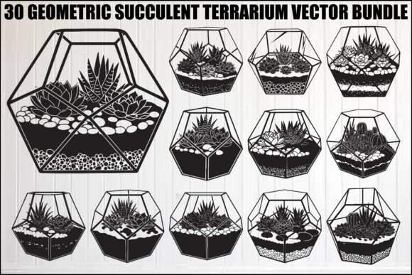 Geometric Succulent Terrarium Bundle – Modern Graphics for Creative Sellers