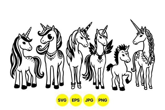 Magical Unicorn Line Art SVG – Cute, Playful Graphics for Etsy & Digital Sellers
