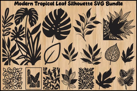 Modern Tropical Leaf Silhouette SVG Bundle – Fresh Graphics for Lifestyle Blogs & Editorial Design