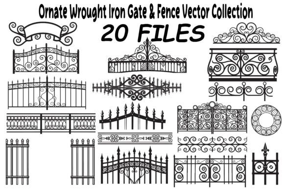 Ornate Wrought Iron Gate Fence Vector: Elegant Graphics for Editorial and Web Design