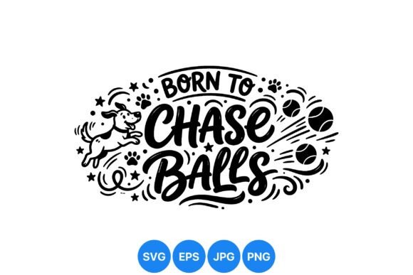 Playful Dog Chase Balls Art: A Dynamic Graphic for Lively Branding & Marketing