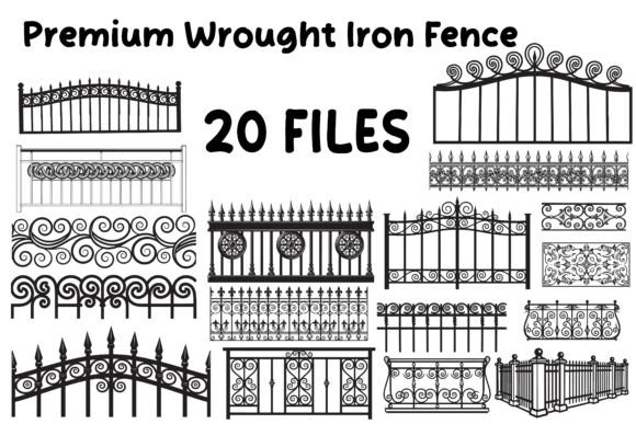 Premium Wrought Iron Fence Vector Bundle – Elegant Graphics for Crafters & Illustrators