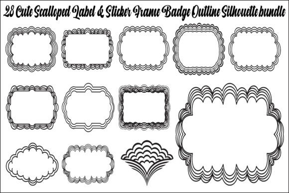 Scalloped Label Badge Frame Bundle: Graphics & Illustrations for Real Crafting