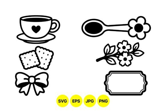 Tea Time Vector Clipart Icons: Simple Graphics for Elegant Brand Illustrations