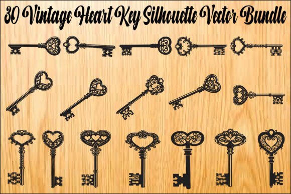 Vintage Heart Key SVG Bundle: Graphics & Illustrations for Digital Sellers