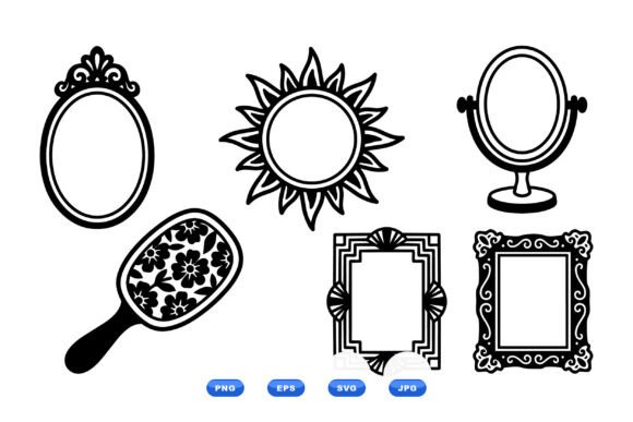 Vintage Mirror Frames Clipart: Elegant Graphics for Local Branding & Packaging